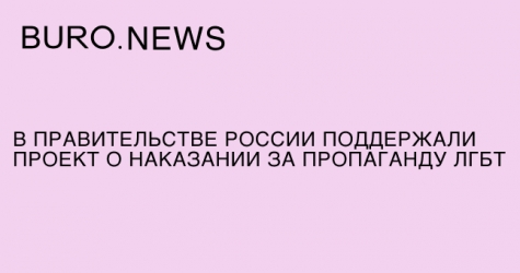 В правительстве России поддержали проект о наказании за пропаганду ЛГБТ