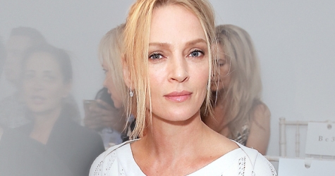 Ума Турман, Мирослава Дума и Нина Гарсиа на показе Zac Posen, весна-лето 2015