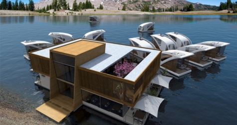 Концепт плавучего отеля с номерами-катамаранами
