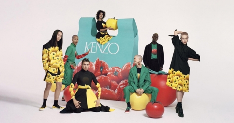 Модели позируют на фоне гигантских овощей в новой кампании Kenzo