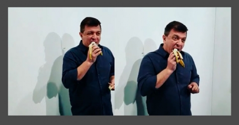 Мужчина съел банан за 120 тысяч долларов на ярмарке Art Basel