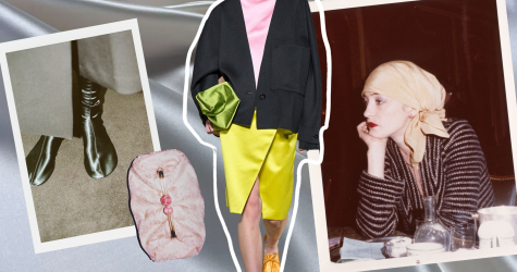 Атласные аксессуары. Трендовые мюли, сумки и платки — и все от российских брендов