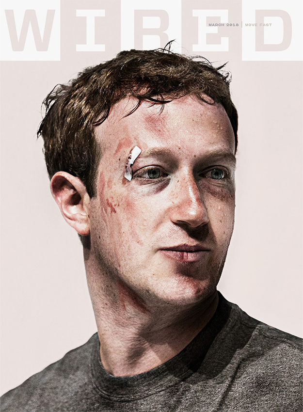 Фото избитого Марка Цукерберга появилось на обложке Wired Фото избитого Марка Цукерберга появилось на обложке Wired