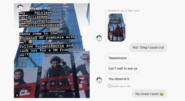 Рианна лично пригласила своих поклонников на премьеру «Восьми подруг Оушена»