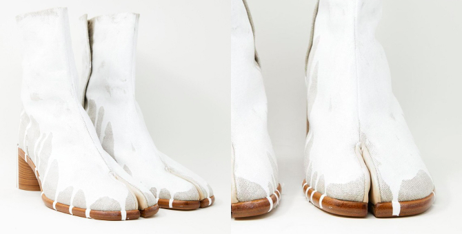 Maison Margiela выпустил новые ботильоны-таби, залитые краской