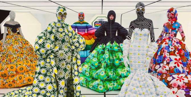 Ричард Куинн сделал коллекцию кутюрных пуховиков для Moncler