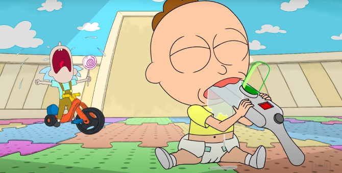 Создатели «Рика и Морти» отметили 1 апреля «детской» заставкой мультсериала