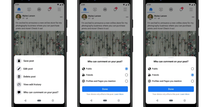 Пользователи Facebook смогут выбирать, кто будет комментировать их посты