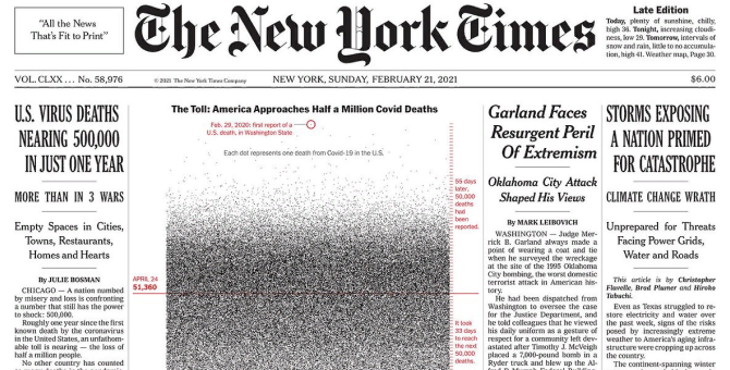 На первой полосе The New York Times напечатали 500 тысяч точек