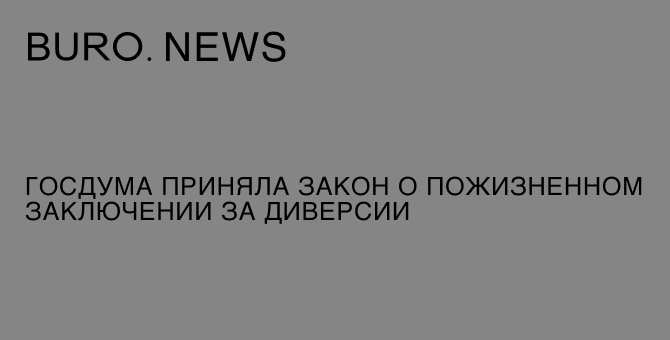 Госдума приняла закон о пожизненном заключении за диверсии