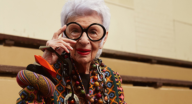 Айрис Апфель, Хари Неф и Реджи Сноу в лукбуке Luxottica