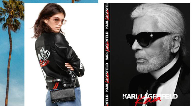 Пальмы, Кайя Гербер и Карл Лагерфельд в кампании коллаборации модели и дизайнера