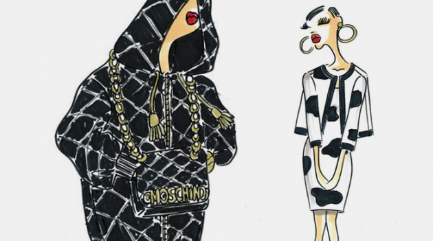 Скетчи Джереми Скотта к новой коллекции для Moschino