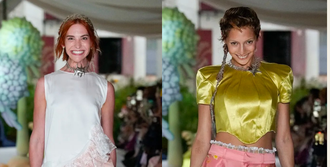 Модели на показе Collina Strada дефилировали с неестественными улыбками