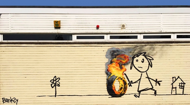 Работа Бэнкси появилась на стене начальной школы в Бристоле