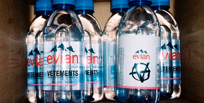Vetements анонсировал коллаборацию с Evian