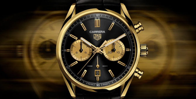 TAG Heuer представил часы Carrera Chronograph в черно-золотом цвете