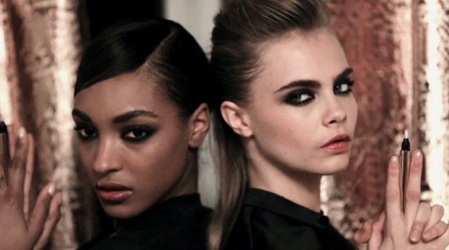 Кара Делевинь и Джорданн Данн за кулисами съемки для YSL Beauty