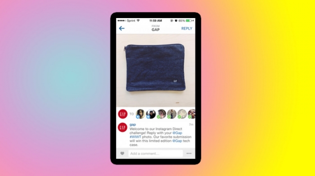 Первый конкурс через Instagram Direct от Gap