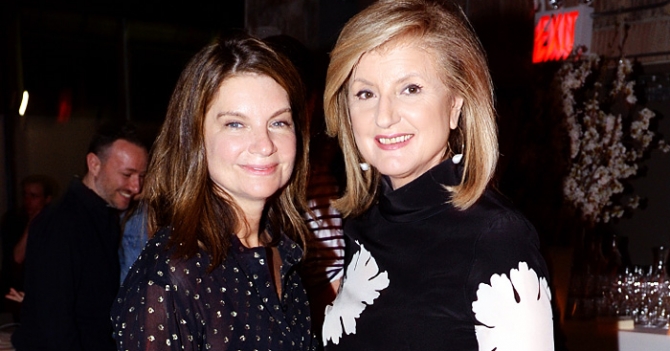 Натали Массене и Арианна Хаффингтон на премьере фильма \"Песни Лахора\"