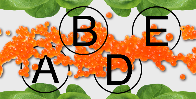 Витамины А, В, Е, D в продуктах питания