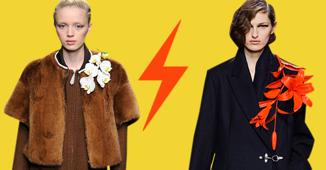 Голосование: броши-цветы на показах Fendi и Dries Van Noten