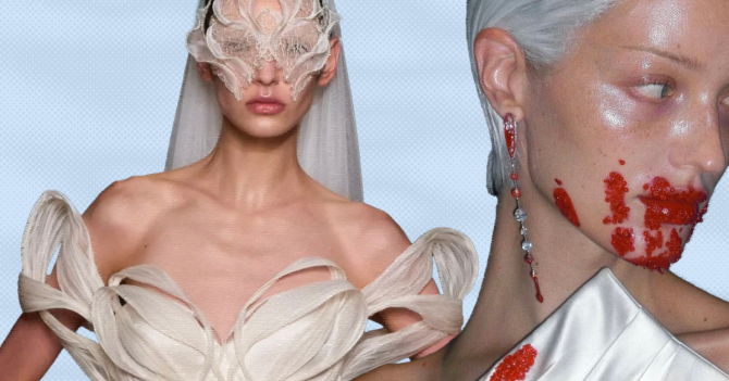 Режим инкогнито и роковой красный: бьюти-тренды кутюрной Недели моды осень-зима 2025