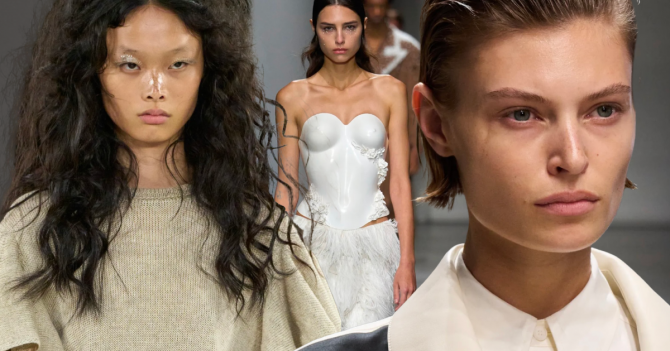 Перья на бровях и укладки «как из пены морской»: бьюти-тренды Недели моды в Милане