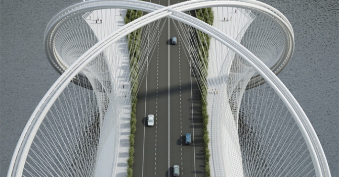 Архитектурное бюро Penda представило футуристический проект \"олимпийского моста\" в Пекине