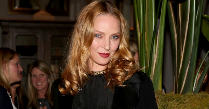 Ума Турман на открытии галереи Restoration Hardware в Гринвиче