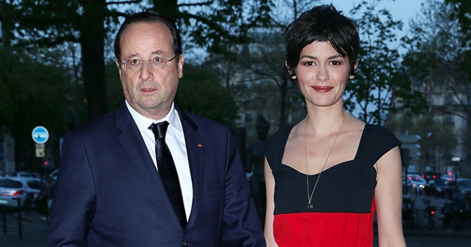 Франсуа Олланд и Одри Тоту на вечере организации Unitaid