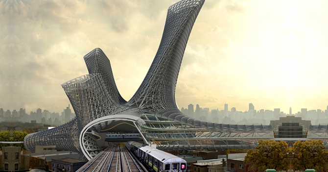 Студия AMLGM предложила строить дома на транспортных узлах Нью-Йорка