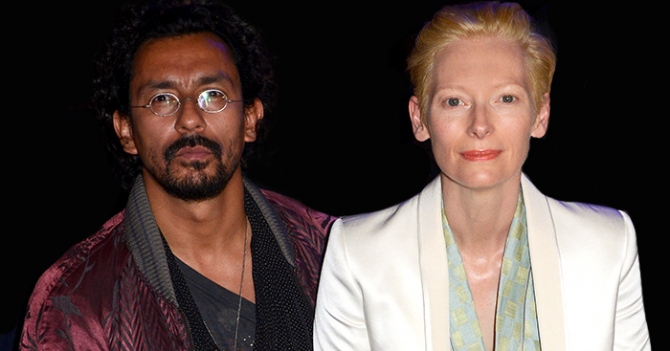 Тильда Суинтон на показах в рамках недели моды в Берлине