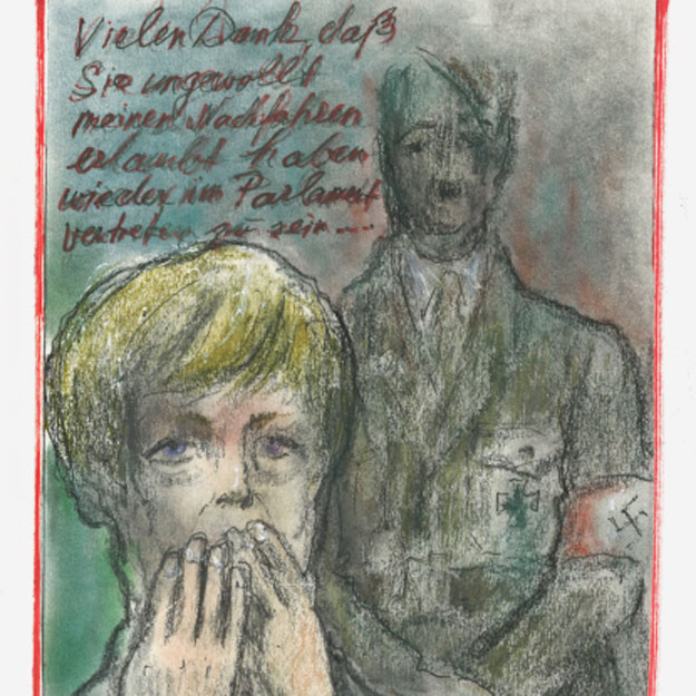 Лагерфельд нарисовал скетч с Гитлером и Меркель