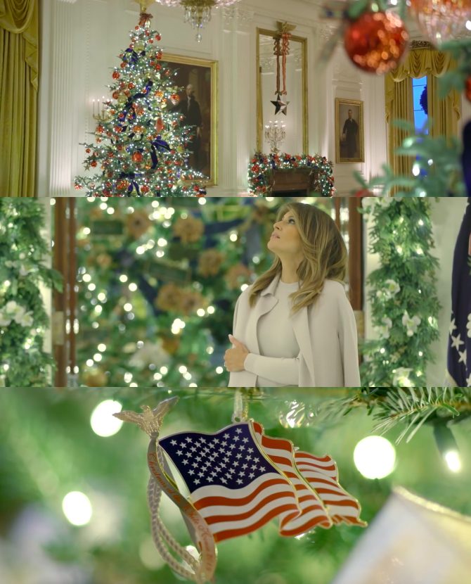 Белые звезды, золотые украшения и никаких «кровавых» елок: Мелания Трамп показала праздничный декор Белого дома
