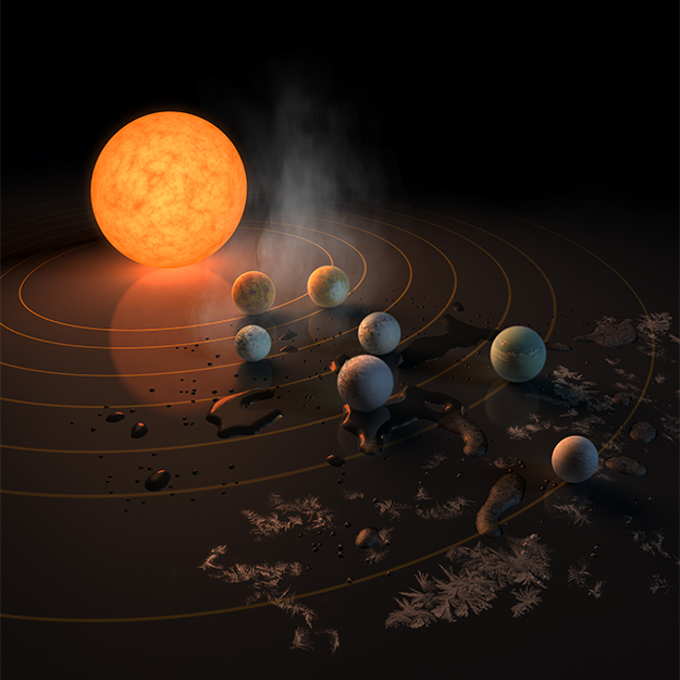 НАСА обнаружило семь планет размером с Землю