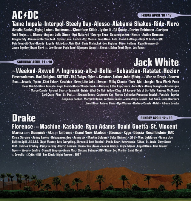Опубликована программа фестиваля Coachella 2015