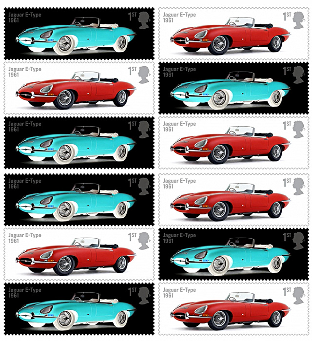 Jaguar E-Type увековечен на Королевских почтовых марках