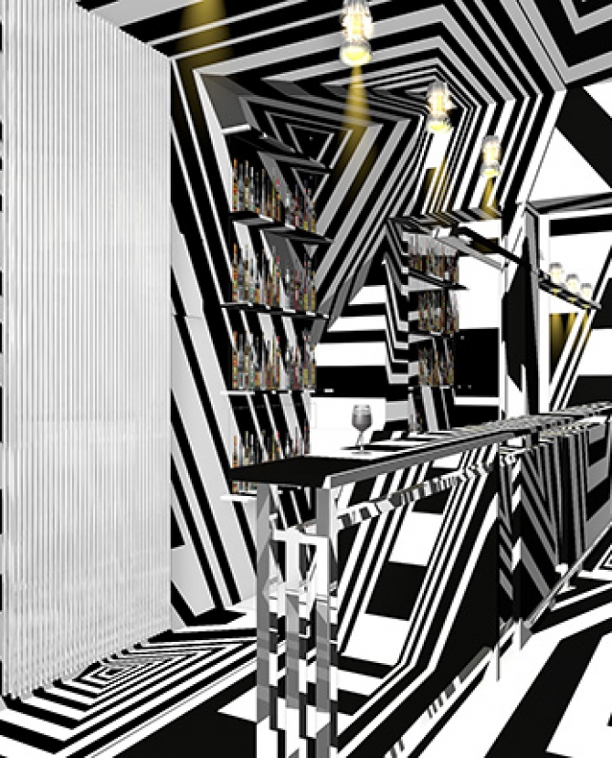 Зигзагообразный бар Oppenheimer в Нью-Йорке