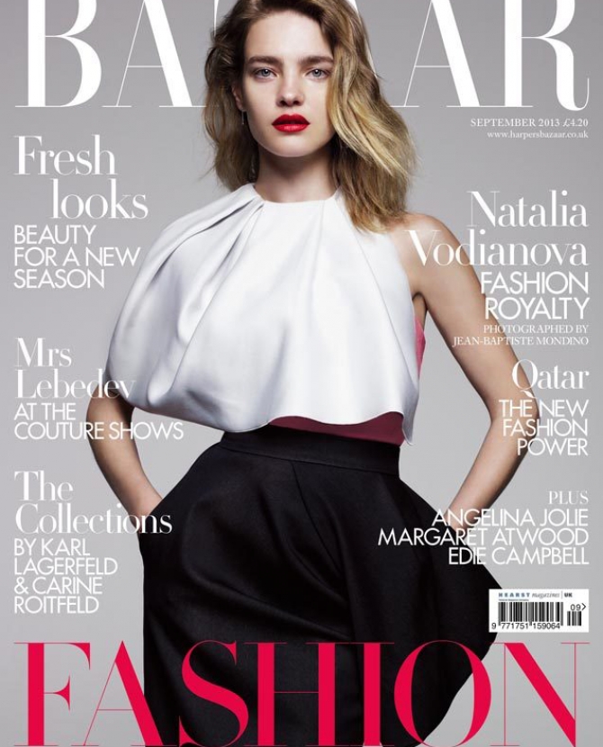 Наталья Водянова на обложке Harper's Bazaar UK