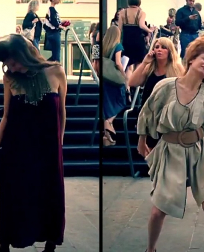 Видео людей, танцующих на неделе моды в NY