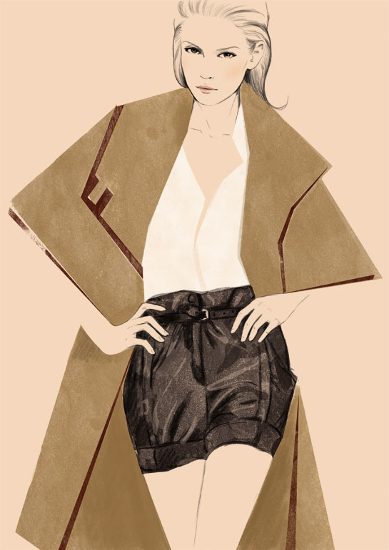 Ханна Макгиббон, шорты и кейп - Chloé Осень/Зима 2009-2010