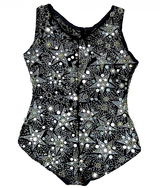 Бархатный купальник, вышитый посеребренным стеклярусом, зеркалами и стразами, 1924