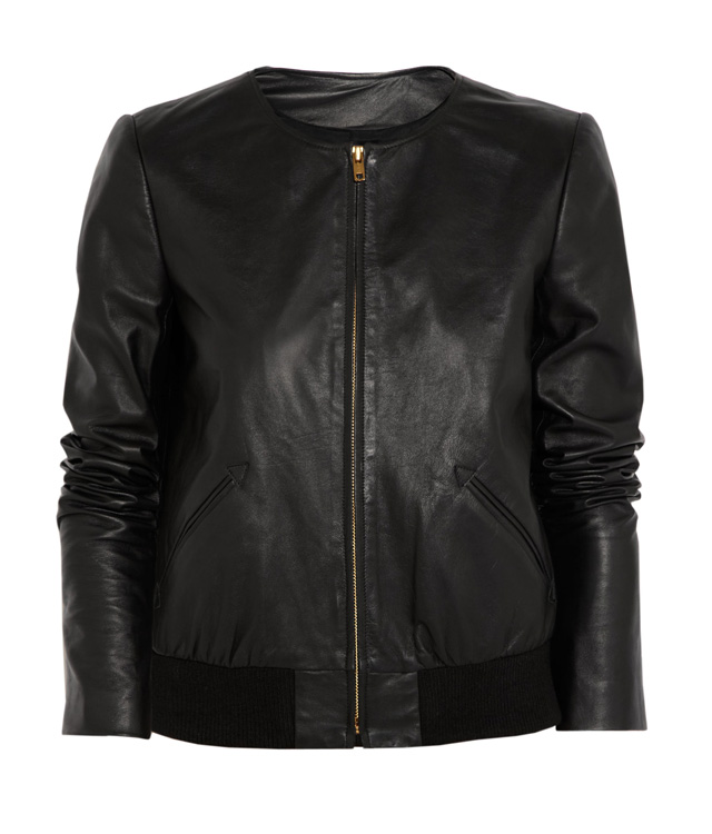Кожаный жакет-бомбер