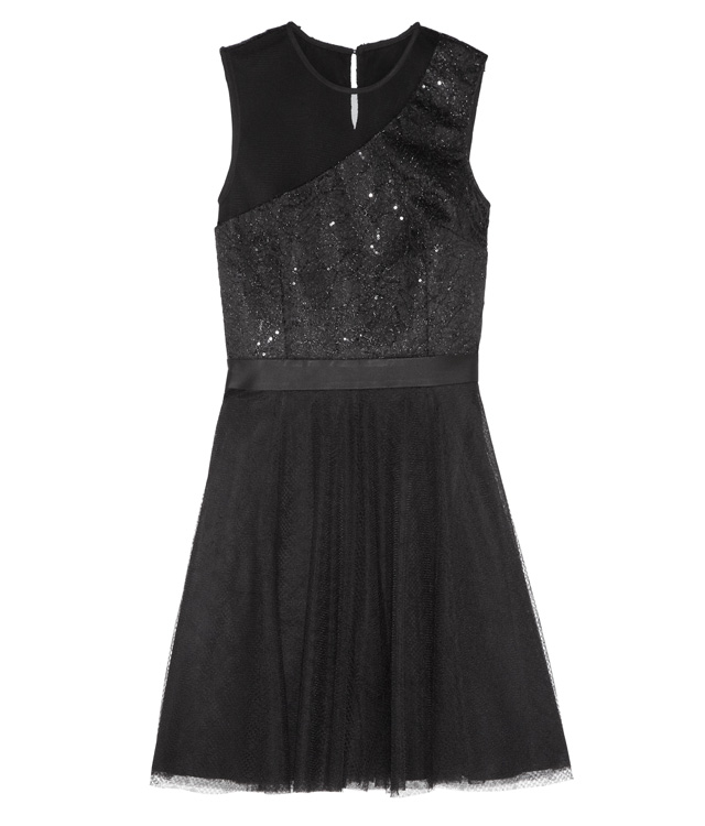 Платье из тюля и крепа, украшенное блестками