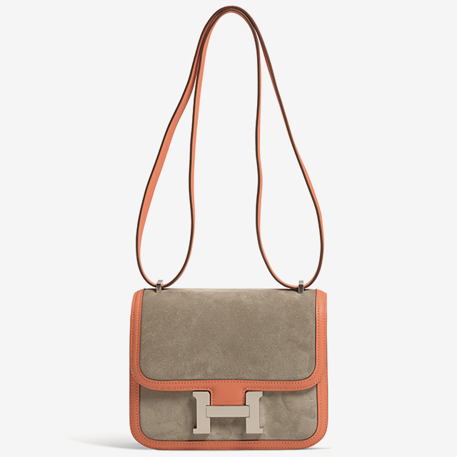 CONSTANCE 18 DOUBLE GUSSET (ДВОЙНОГО ОБЪЕМА) ЛИМИТИРОВАННОГО ВЫПУСКА ИЗ КОЖИ SWIFT ЦВЕТА CREVETTE И VEAU DOBLIS (ЗАМШЕВОГО МАТЕРИАЛА) ЦВЕТА GRIS PERLE HERMÈS, 2014 EUR 4,000 - 6,000