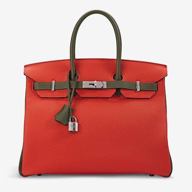 BIRKIN 35 BICOLORE (ДВУХЦВЕТНАЯ) ЦВЕТОВ CAPUCINE И CANOPÉE ИЗ КОЖИ CLÉMENCE C ПАЛЛАДИЕВОЙ ФУРНИТУРОЙ, ВЫПОЛНЕННАЯ НА ЗАКАЗ HERMÈS, 2014 EUR 10,000 - 15,000