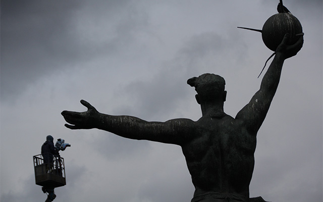 Съемки фильма \"Пионеры-герои\"