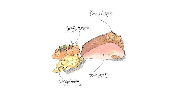 Паштет из утиной печени с брусничным и облепиховым желе