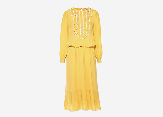 Платье, Red Valentino<p><a target=\"_blank\" href=\"https://www.tsum.ru/catalog/platya-2503/shelkovoe_pritalennoe_plate_s_oborkami_i_kruzhevnoy_otdelkoy-5083235-color-zheltyy.html\">ЦУМ</a></p>